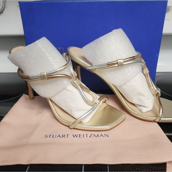 Stuart Weitzman Women's Gold and Silver Heels Size 9.5 New In The Box/Dustbag - Picture 6 of 9